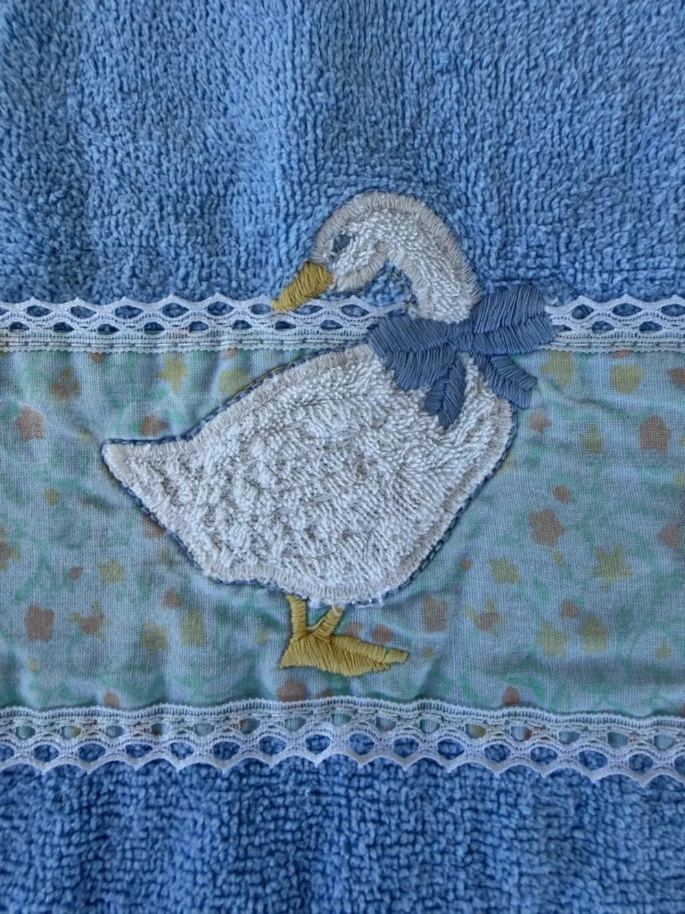 VTG Country Goose 3-Piece Bath Towel Set Blue Farmhouse Cottage RA Briggs FLAW - Picture 7 of 16